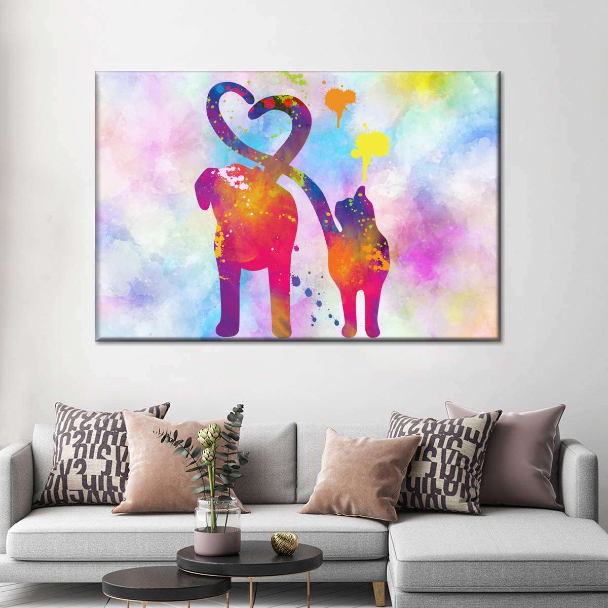 Cat And Dog Love Wall Art