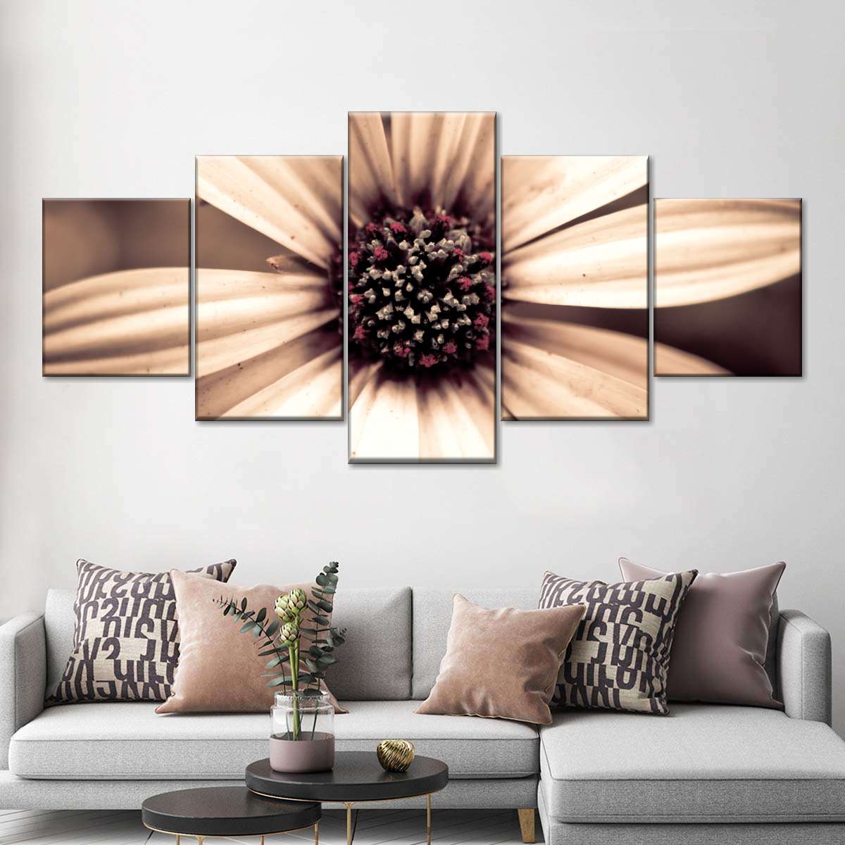 Detailed Sepia Flower Wall Art