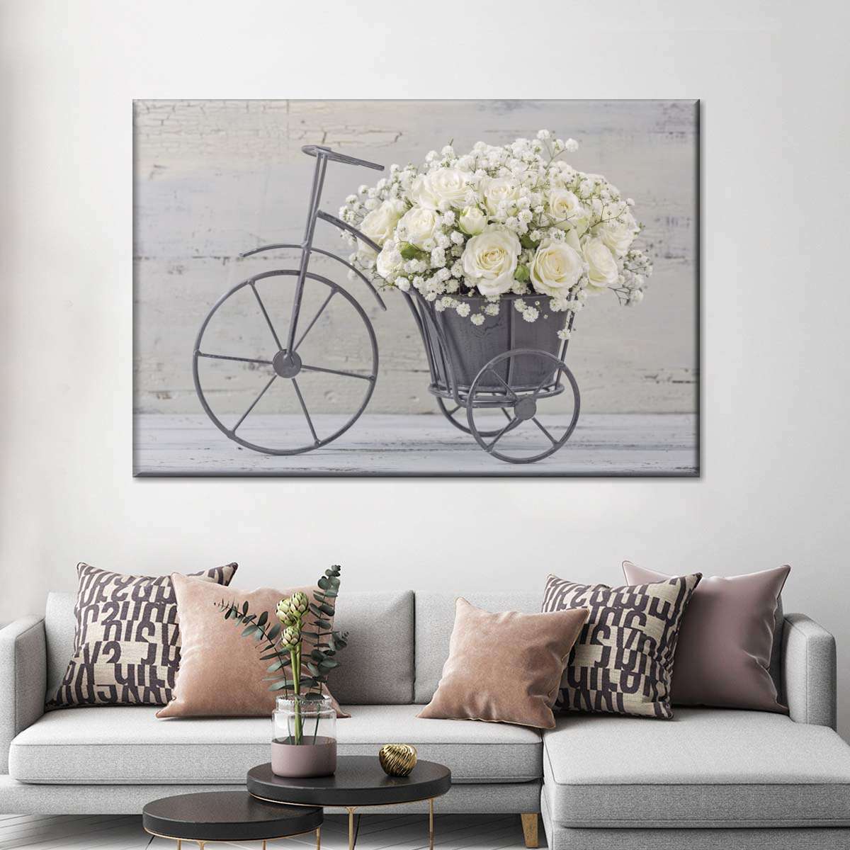 White Rose Bouquet Wall Art