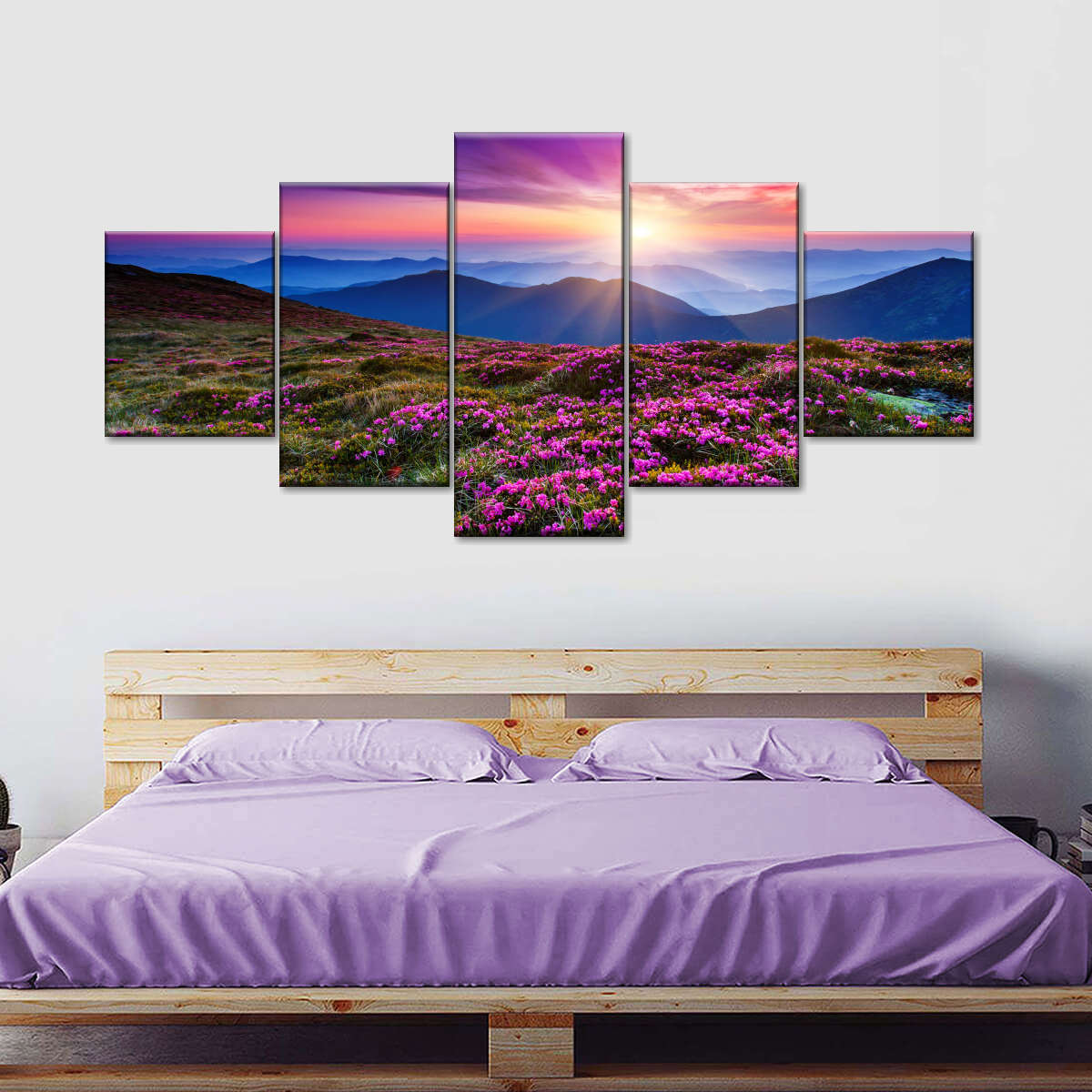 Pink Flowers At Sunset Wall Art