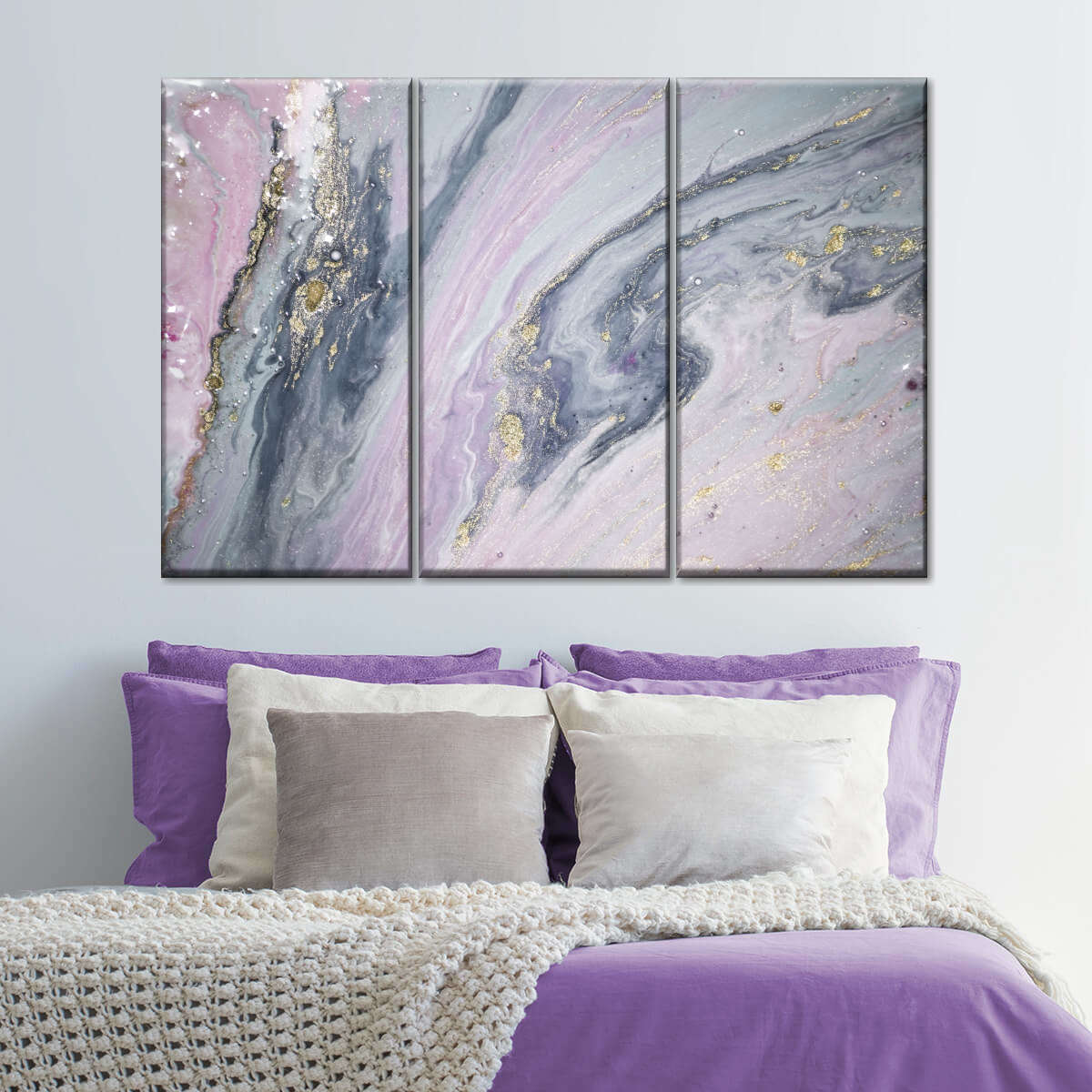 Pink And Grey Abstract Wall Art