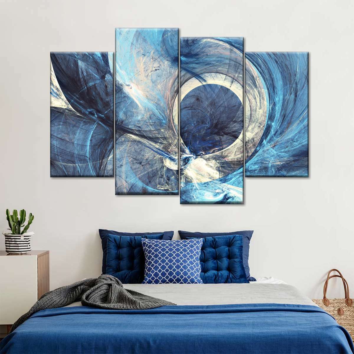 Ocean Line Swirls Abstract Wall Art