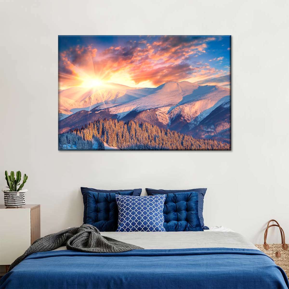 Snowy Mountain Sunrise Wall Art