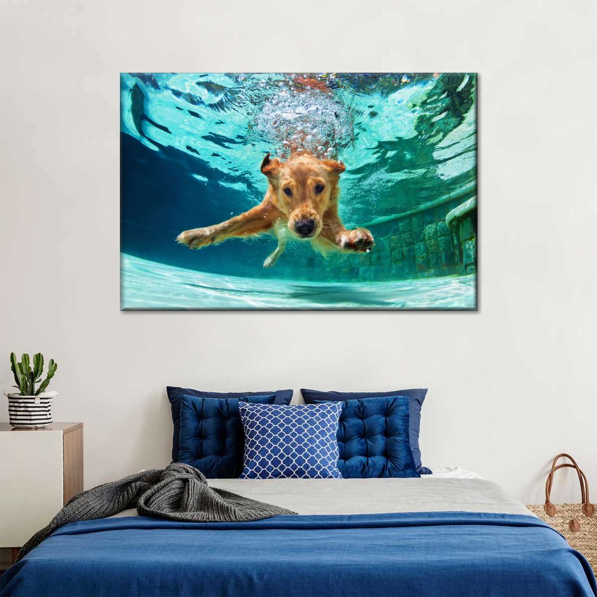 Diving Golden Retriever Wall Art