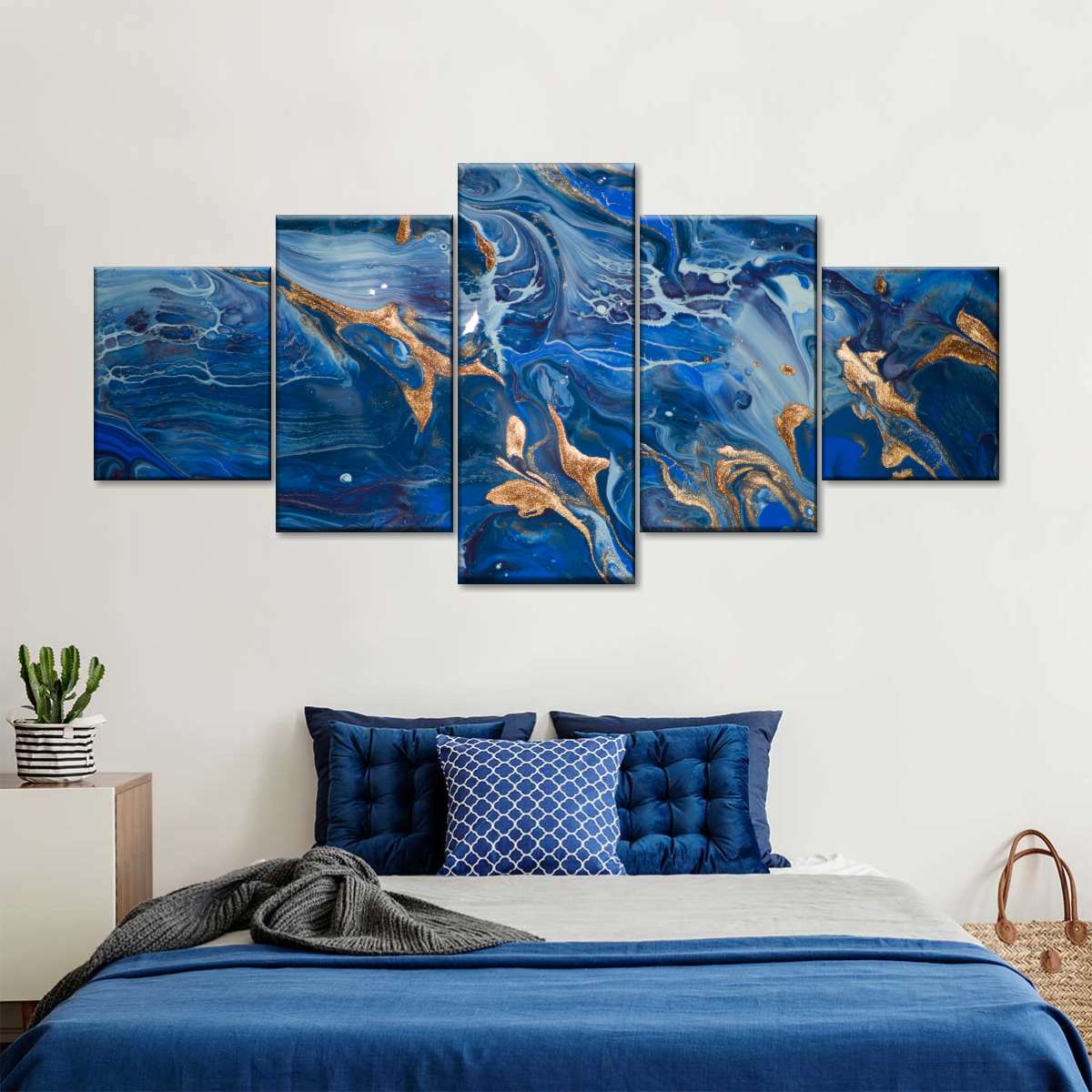 Navy And Gold Abstract Wall Art