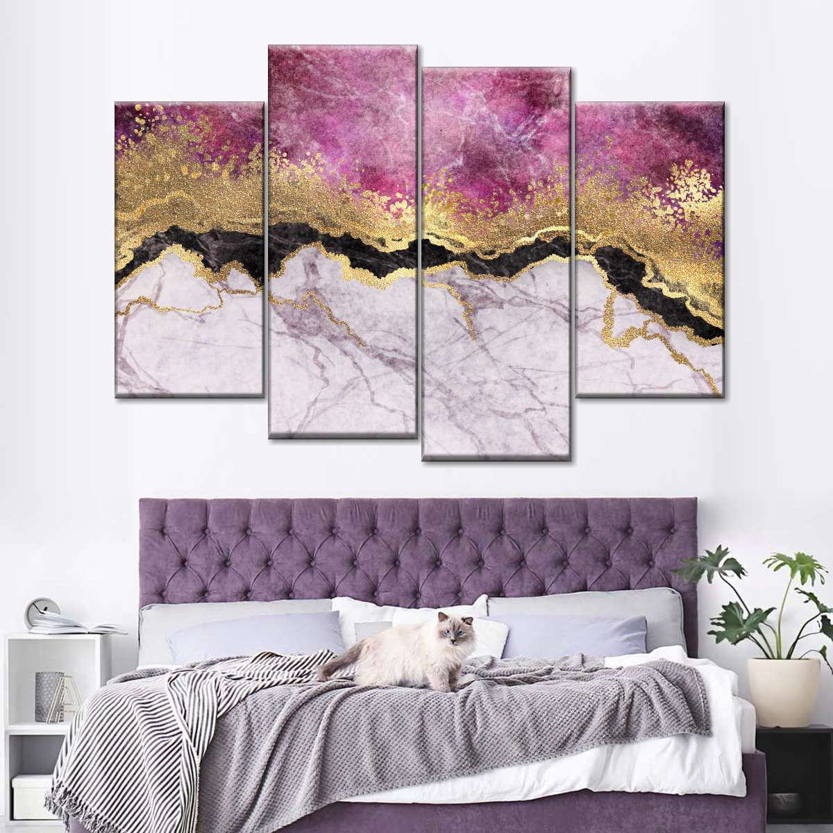 Pink And Gold Abstract Wall Art