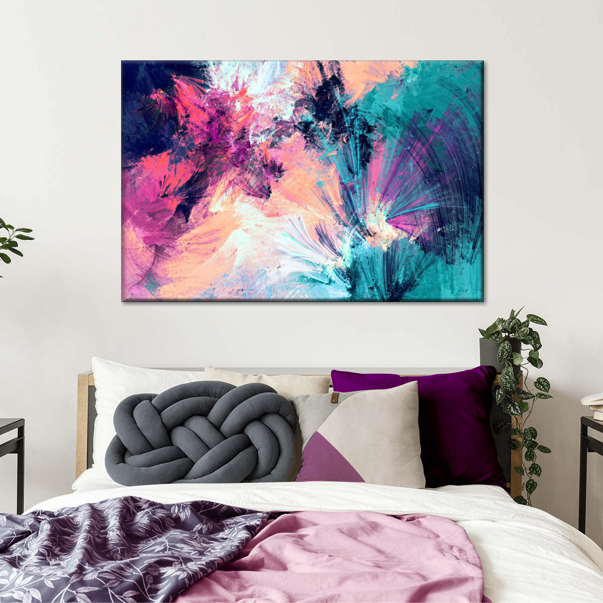 Pink And Blue Abstract Wall Art