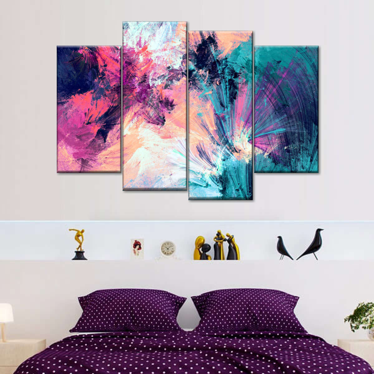 Pink And Blue Abstract Wall Art