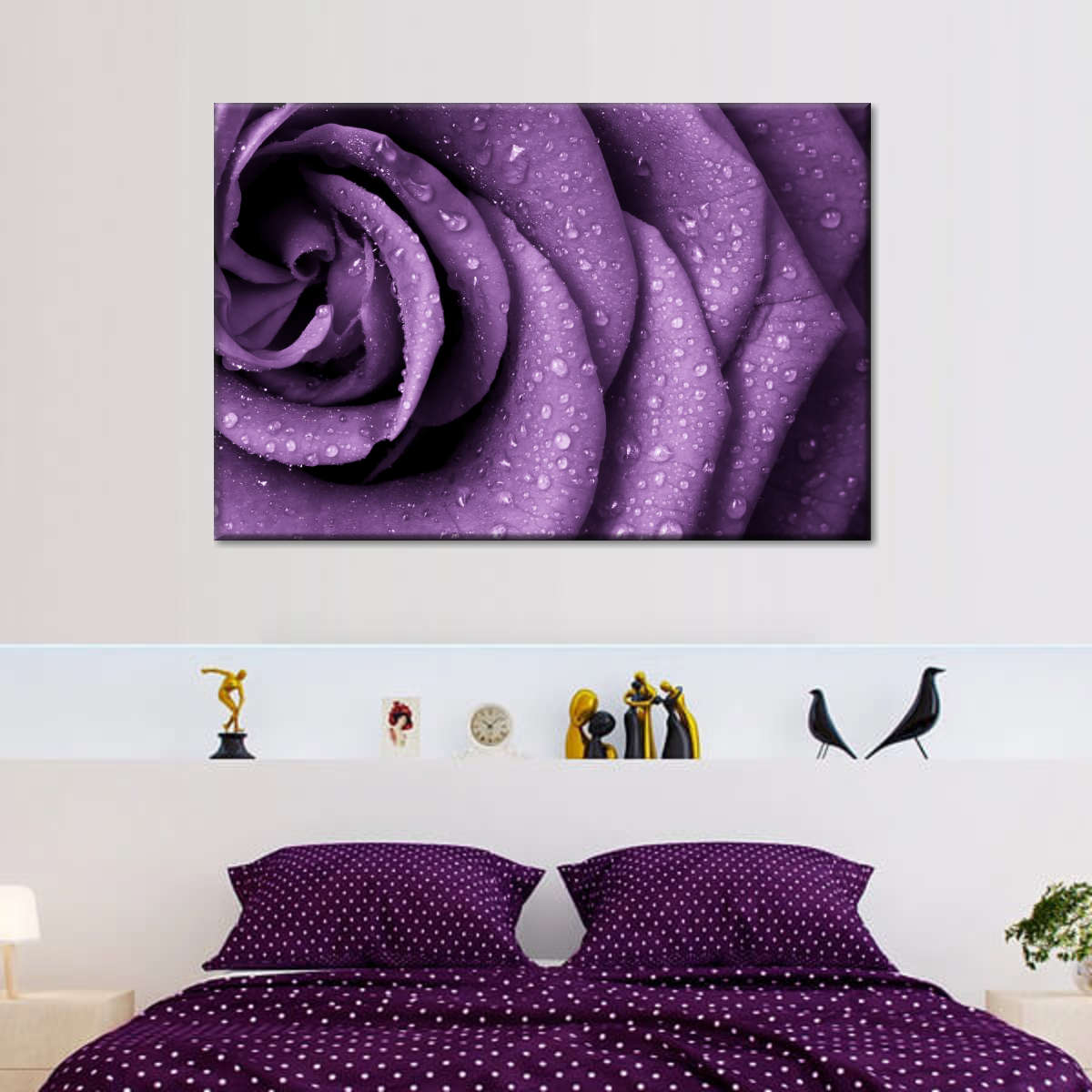 Dewy Violet Rose Wall Art