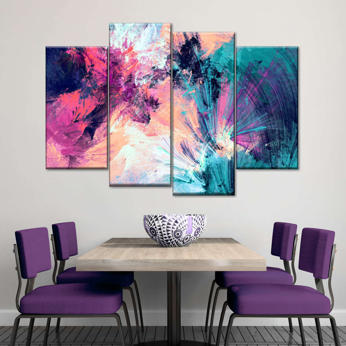 Pink And Blue Abstract Wall Art