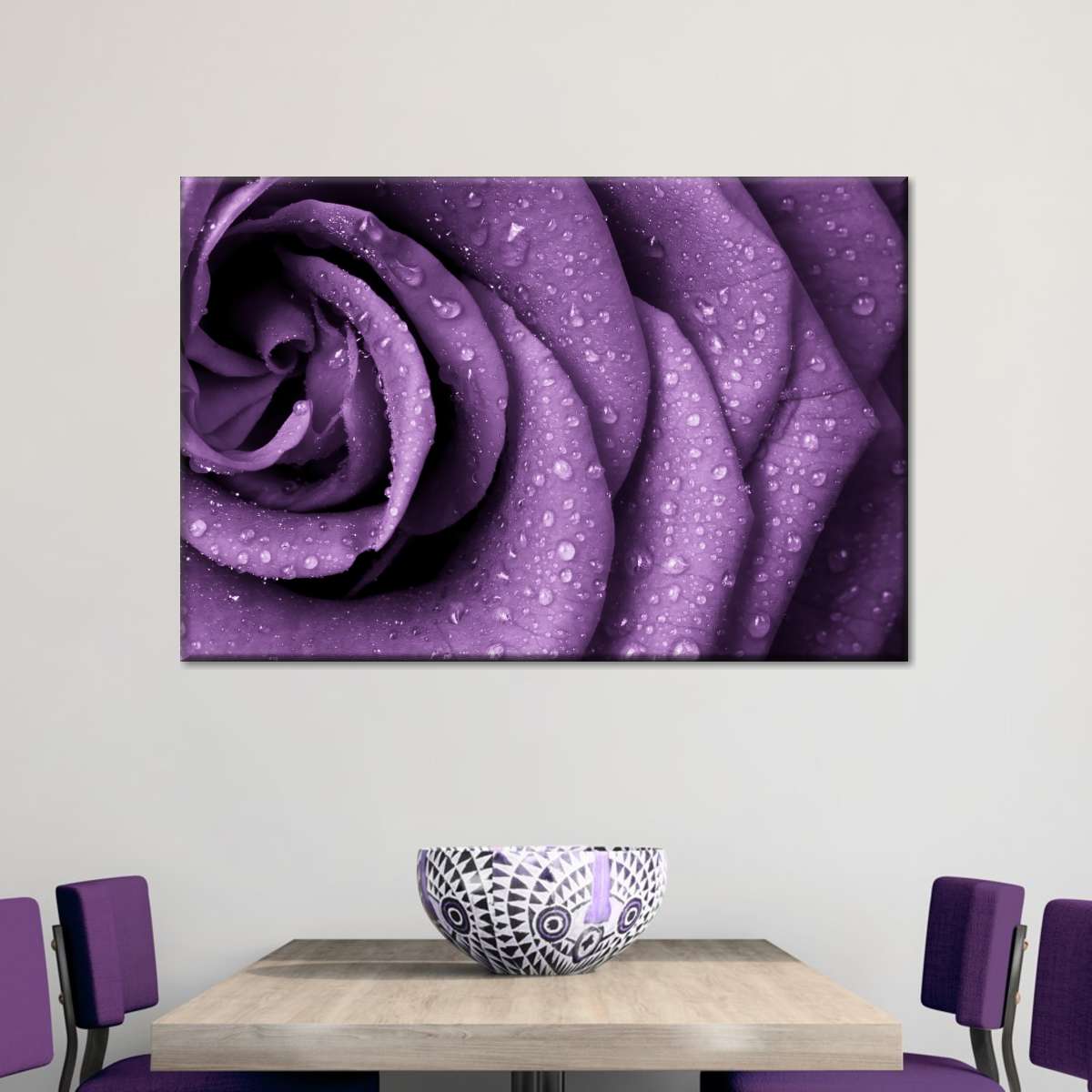 Dewy Violet Rose Wall Art