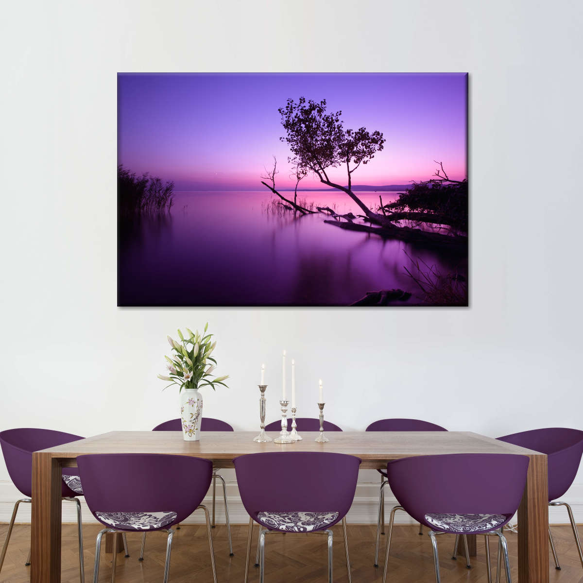 Violet Toned Lake Wall Art