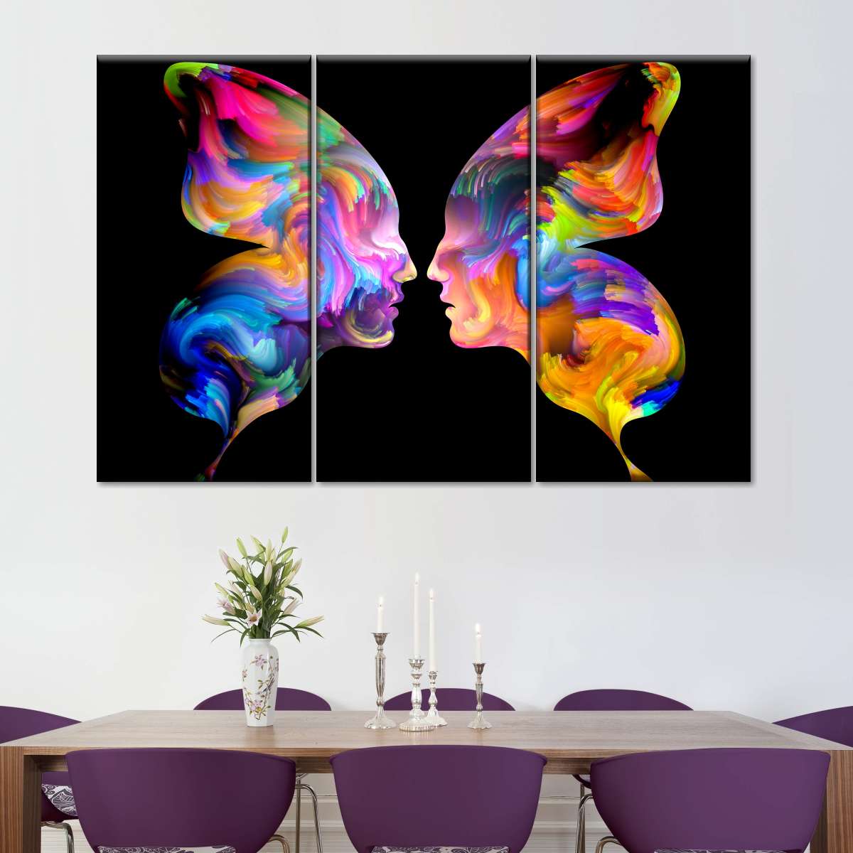 Abstract Butterfly Faces Wall Art