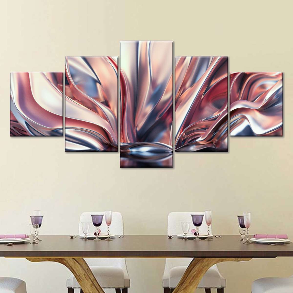 Pink And Silver Abstract Wall Art