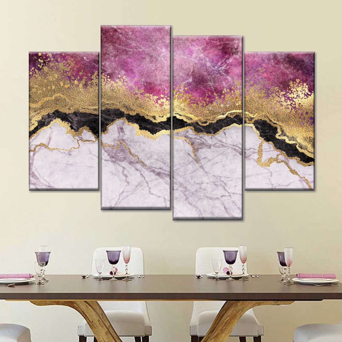 Pink And Gold Abstract Wall Art