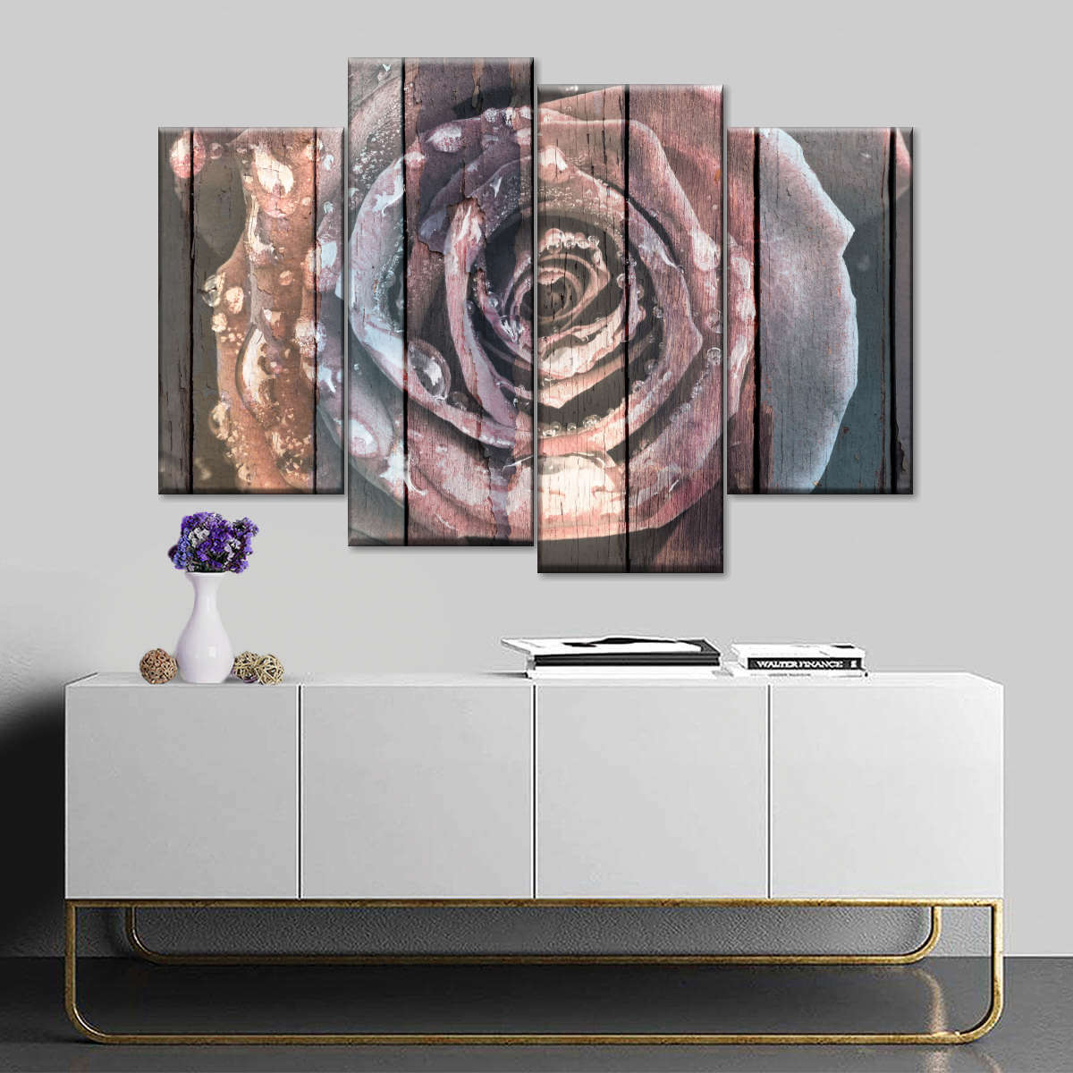 Colorful Wooden Rose Wall Art