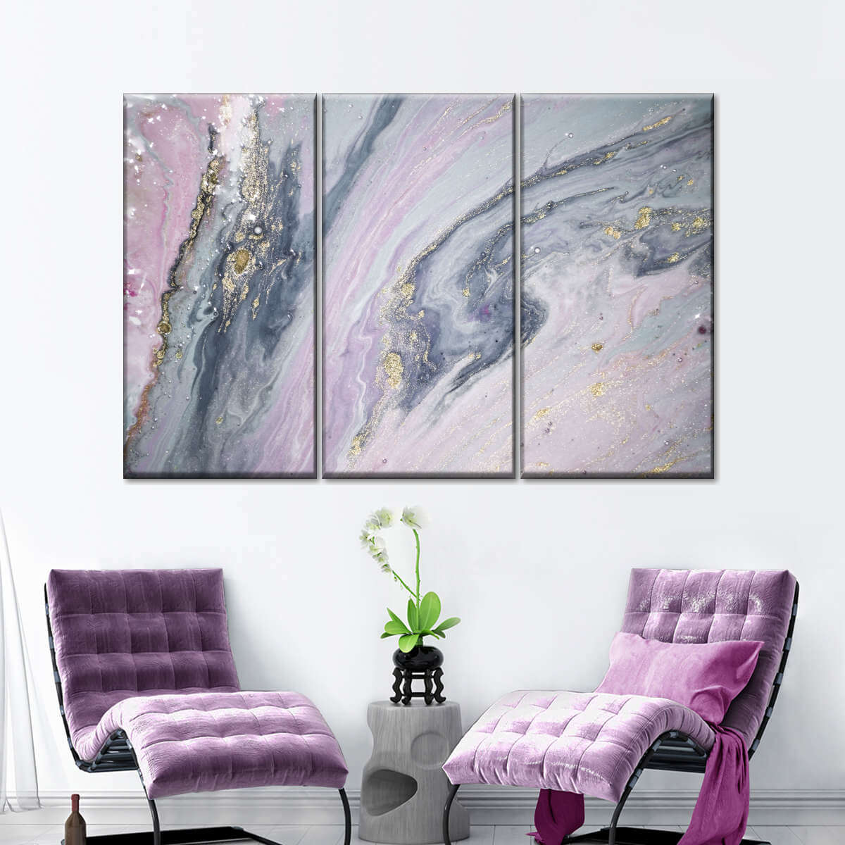 Pink And Grey Abstract Wall Art