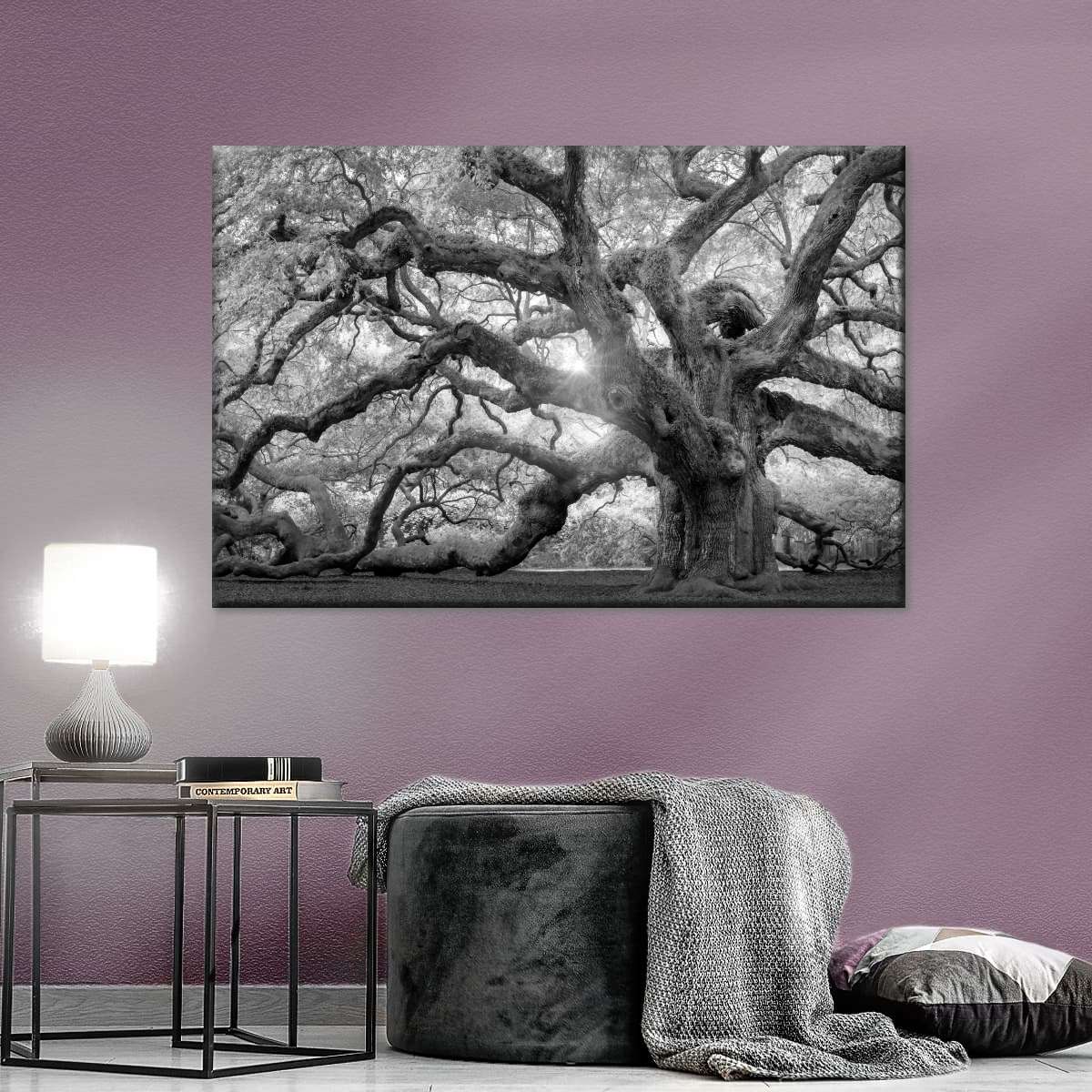 Monochrome Angel Oak Tree Wall Art