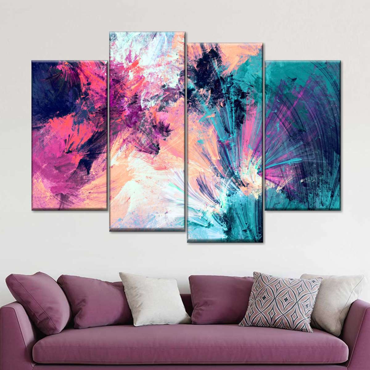 Pink And Blue Abstract Wall Art