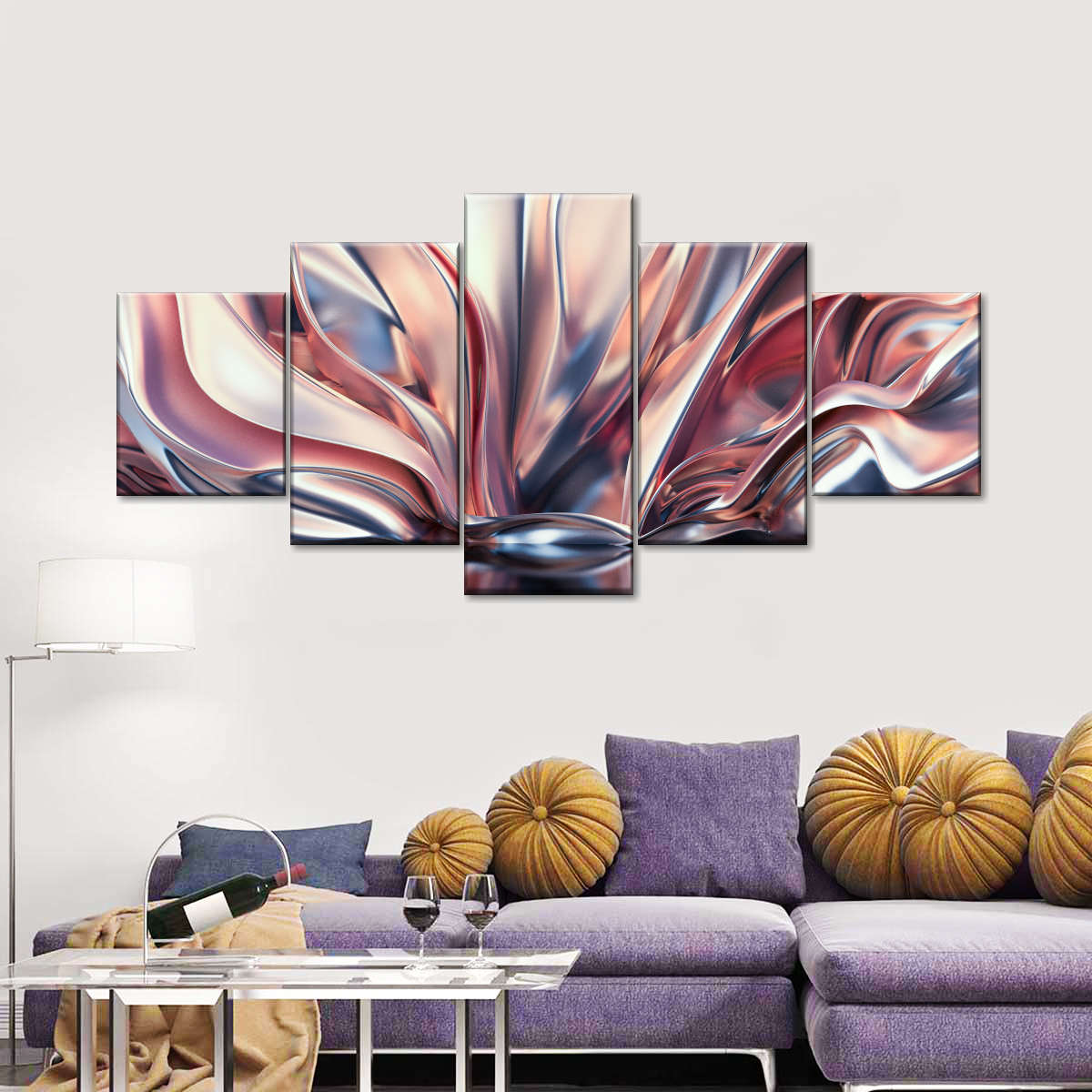 Pink And Silver Abstract Wall Art