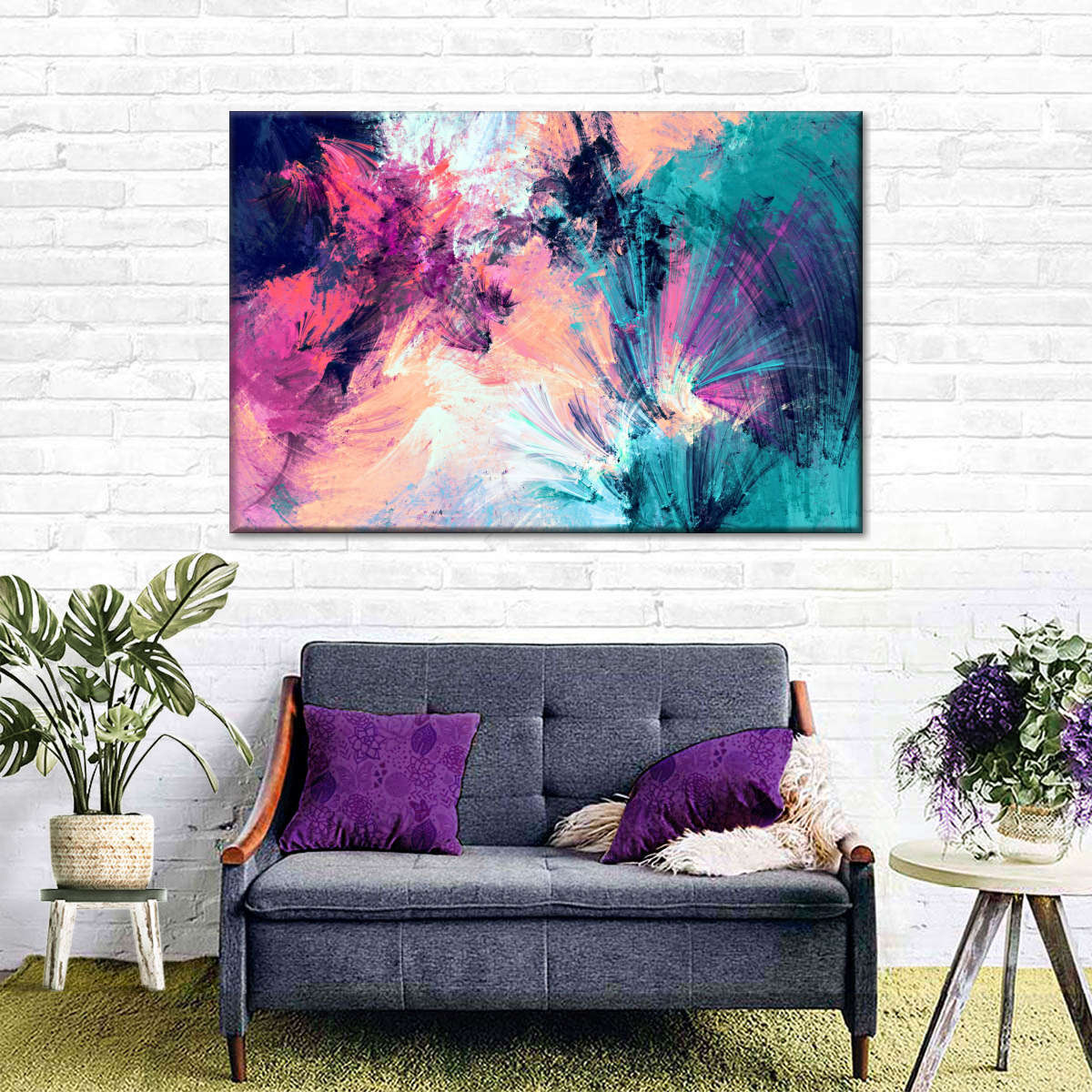 Pink And Blue Abstract Wall Art