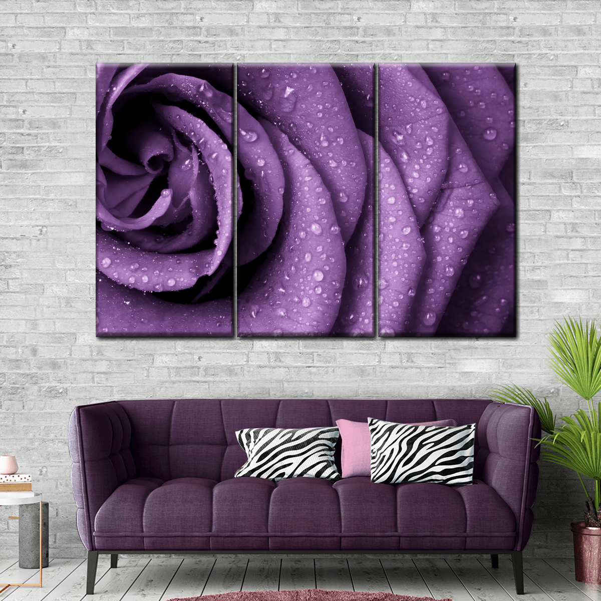 Dewy Violet Rose Wall Art