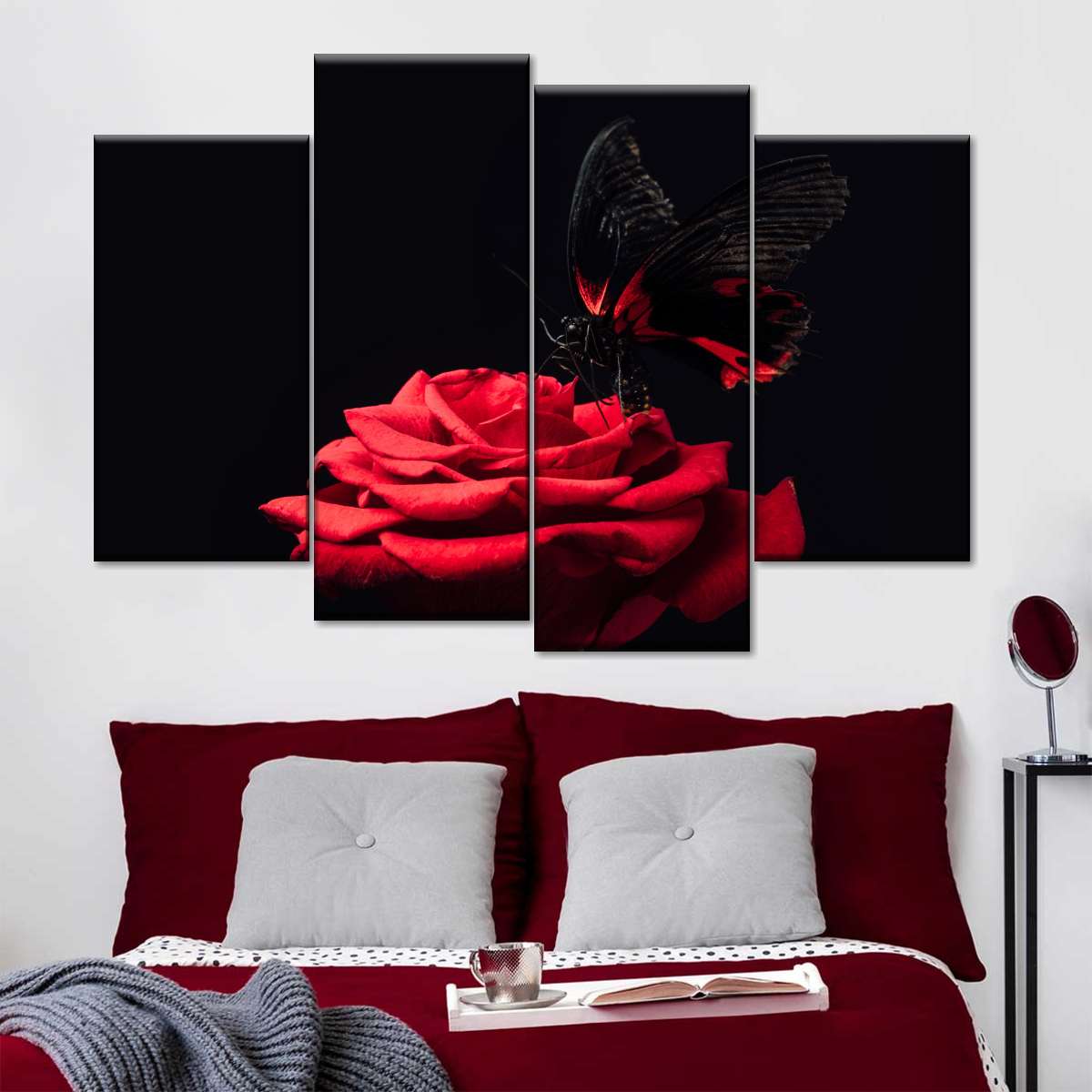 Butterfly Kissing The Rose Wall Art