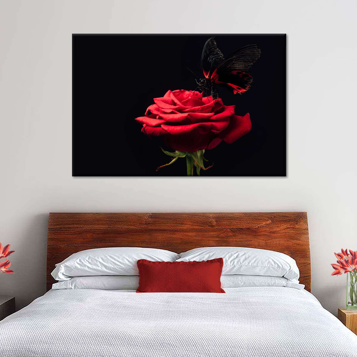 Butterfly Kissing The Rose Wall Art