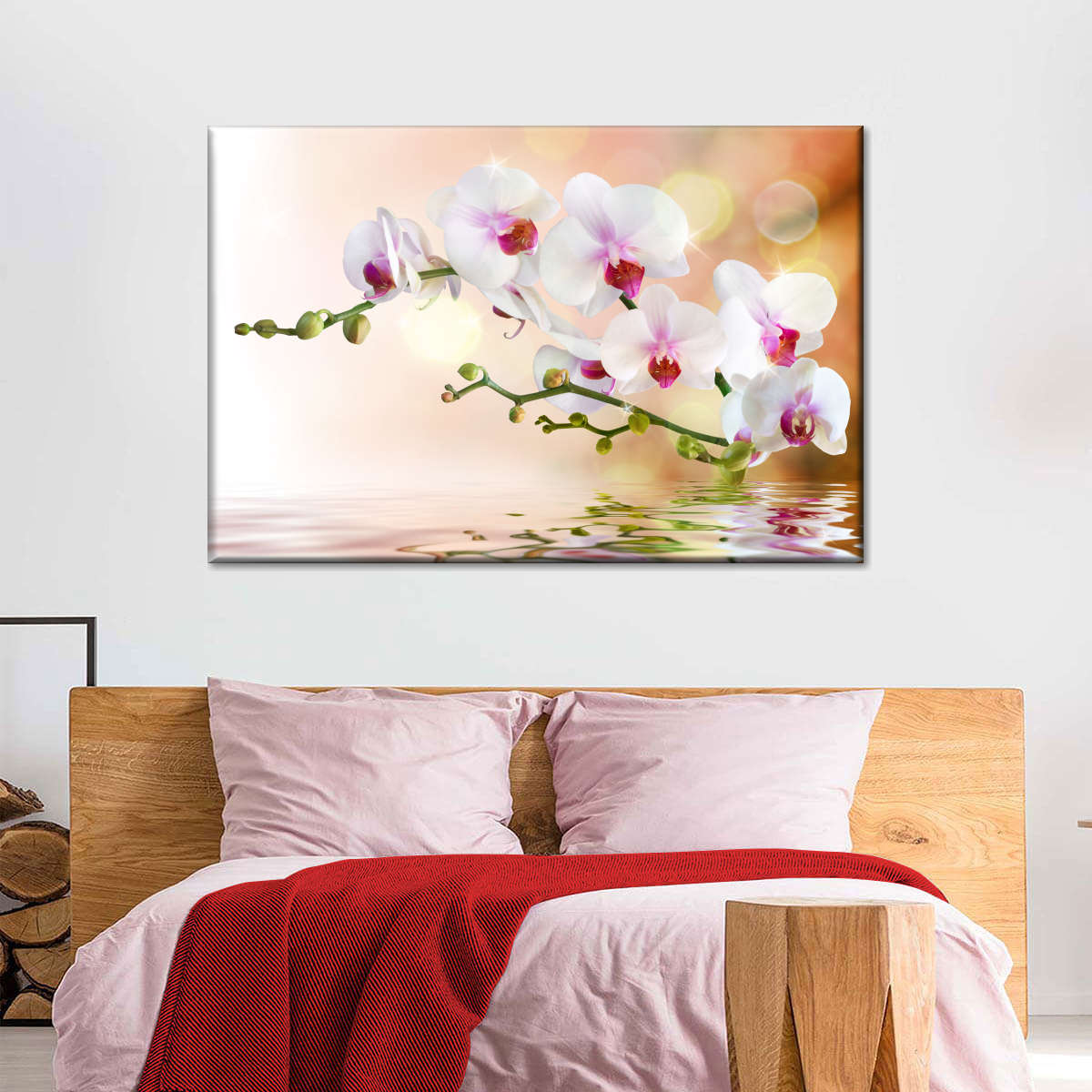 Orchid Flowers On Water Wall Art