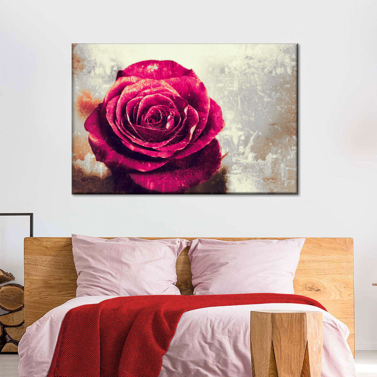 Textured Grunge Rose Wall Art