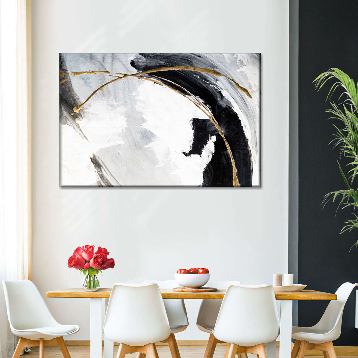 Black White And Gold Abstract Wall Art