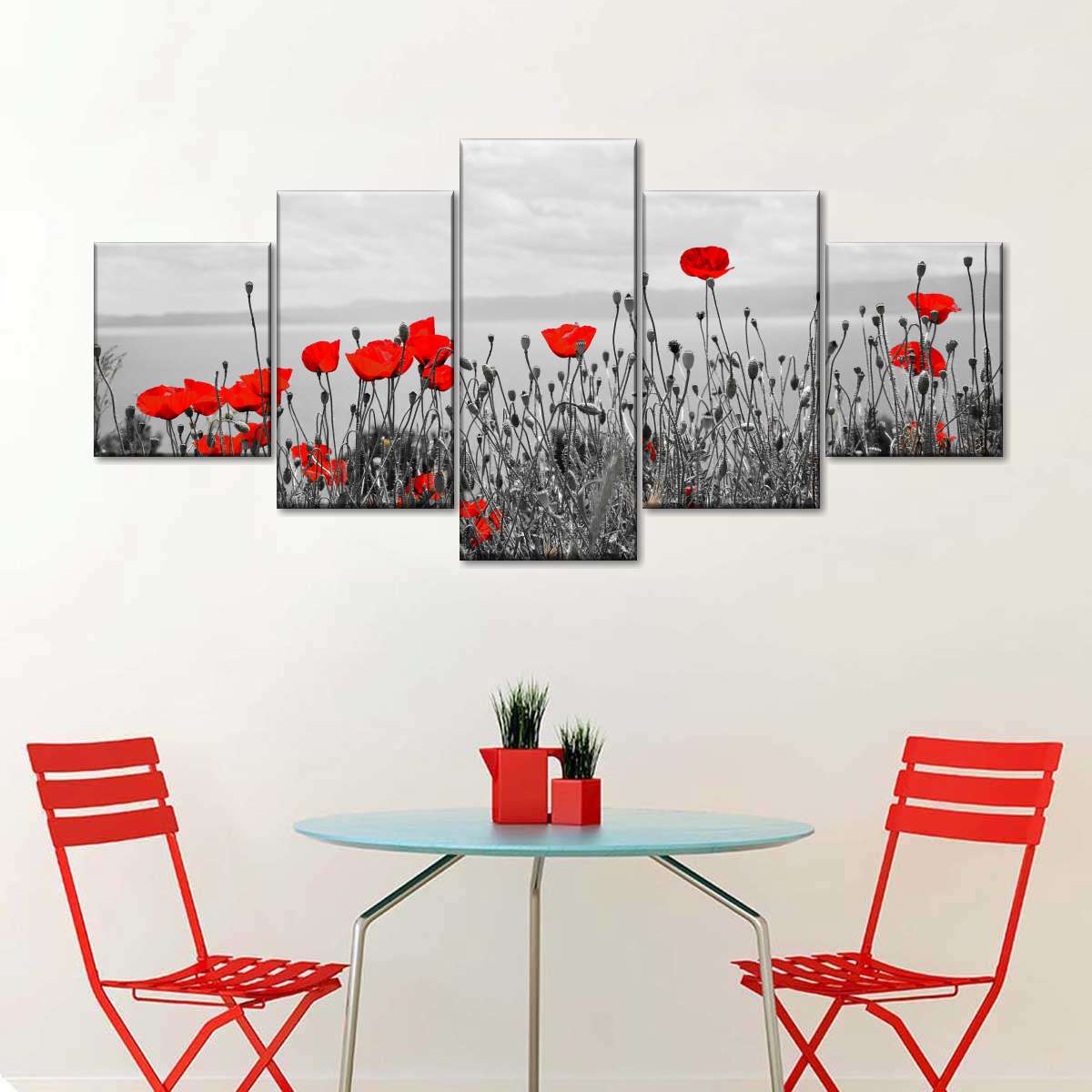 Red Poppy Field Pop Wall Art