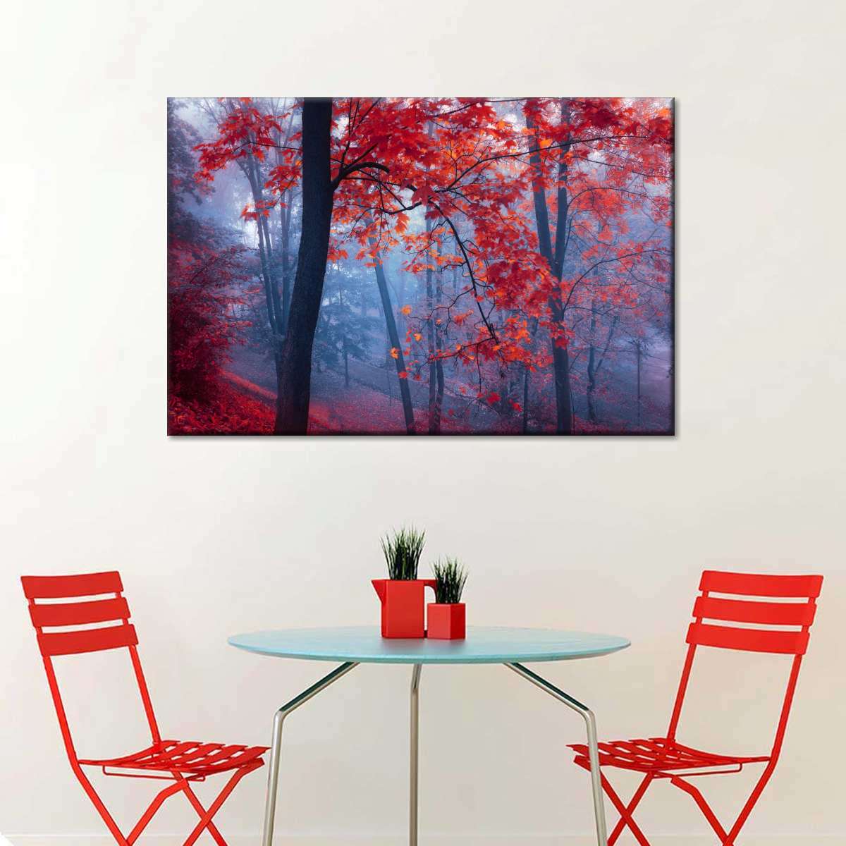 Foggy Red Maple Forest Wall Art