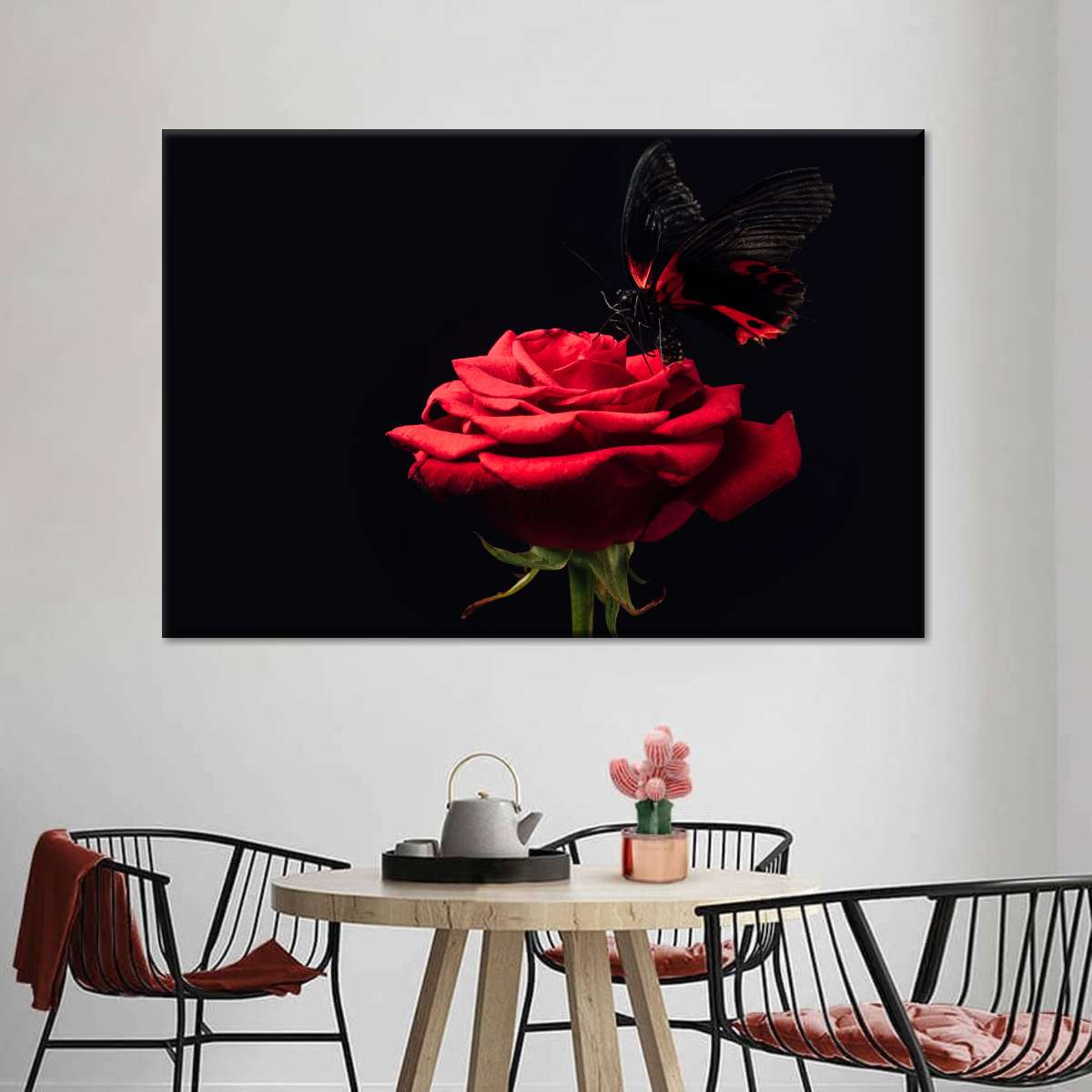 Butterfly Kissing The Rose Wall Art