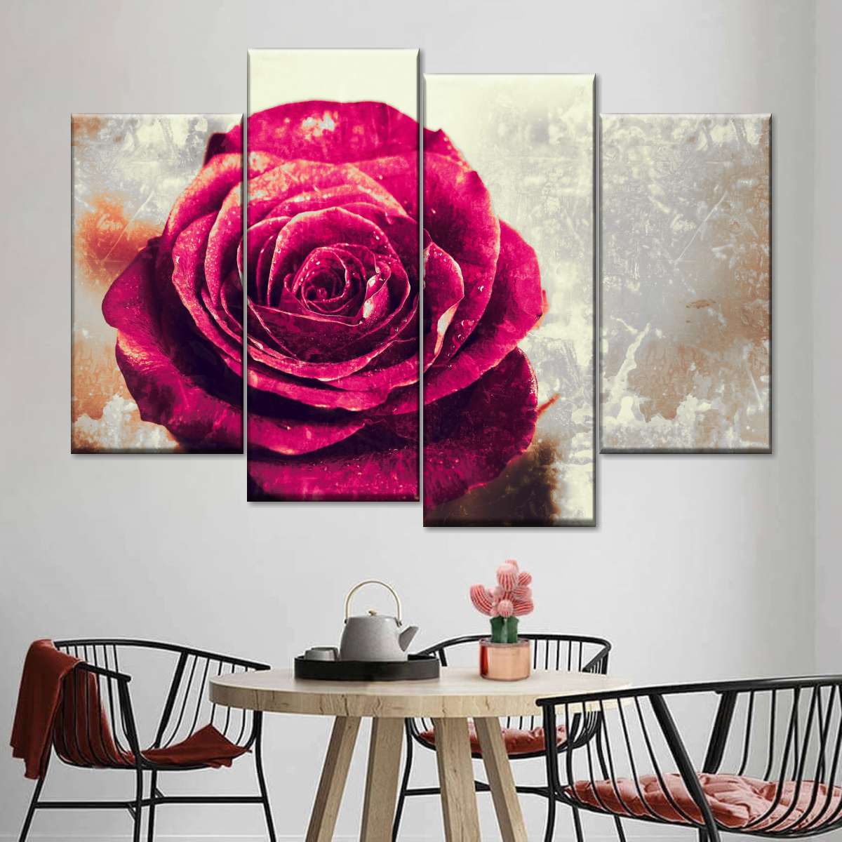 Textured Grunge Rose Wall Art