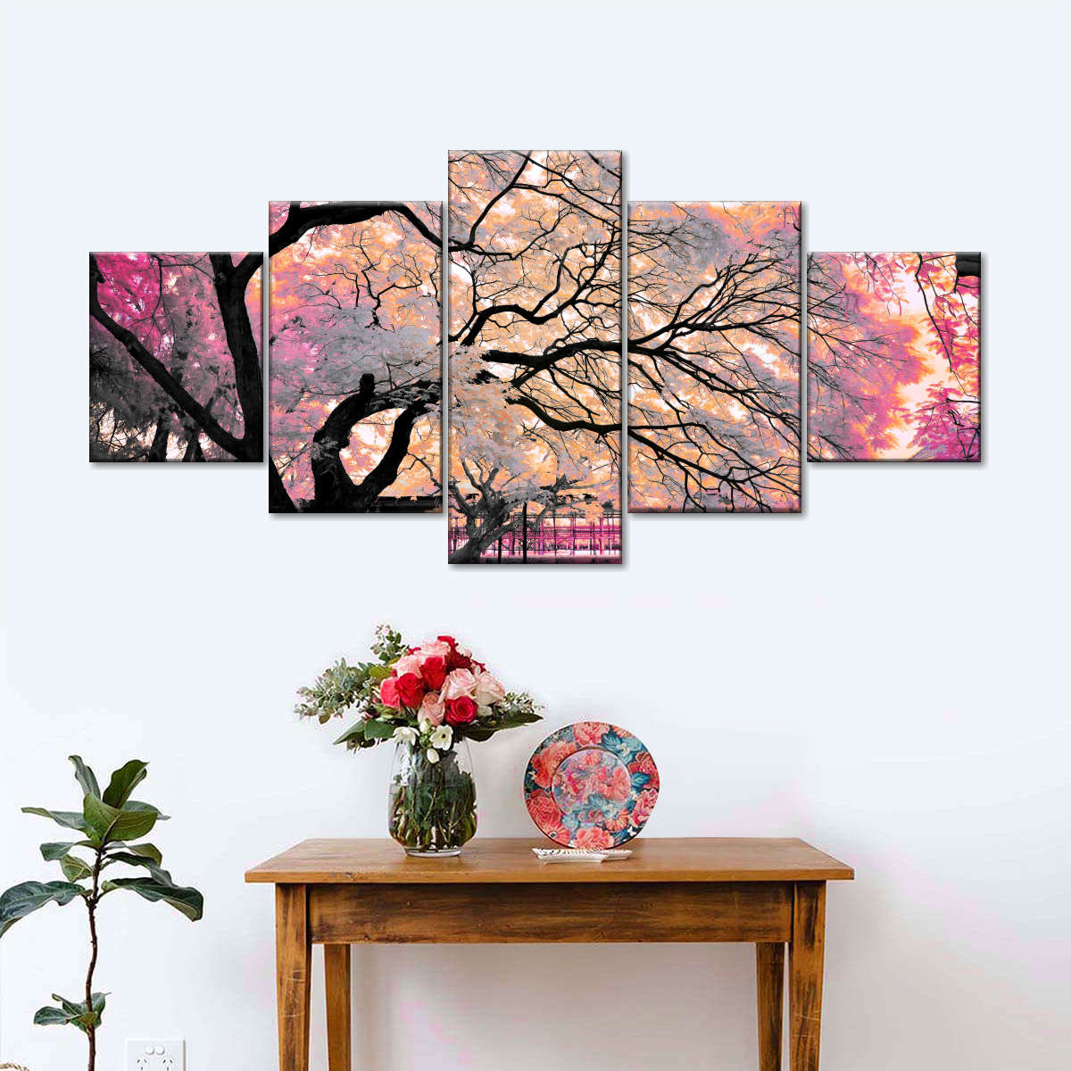 Pink Bloom Claw Trees Wall Art