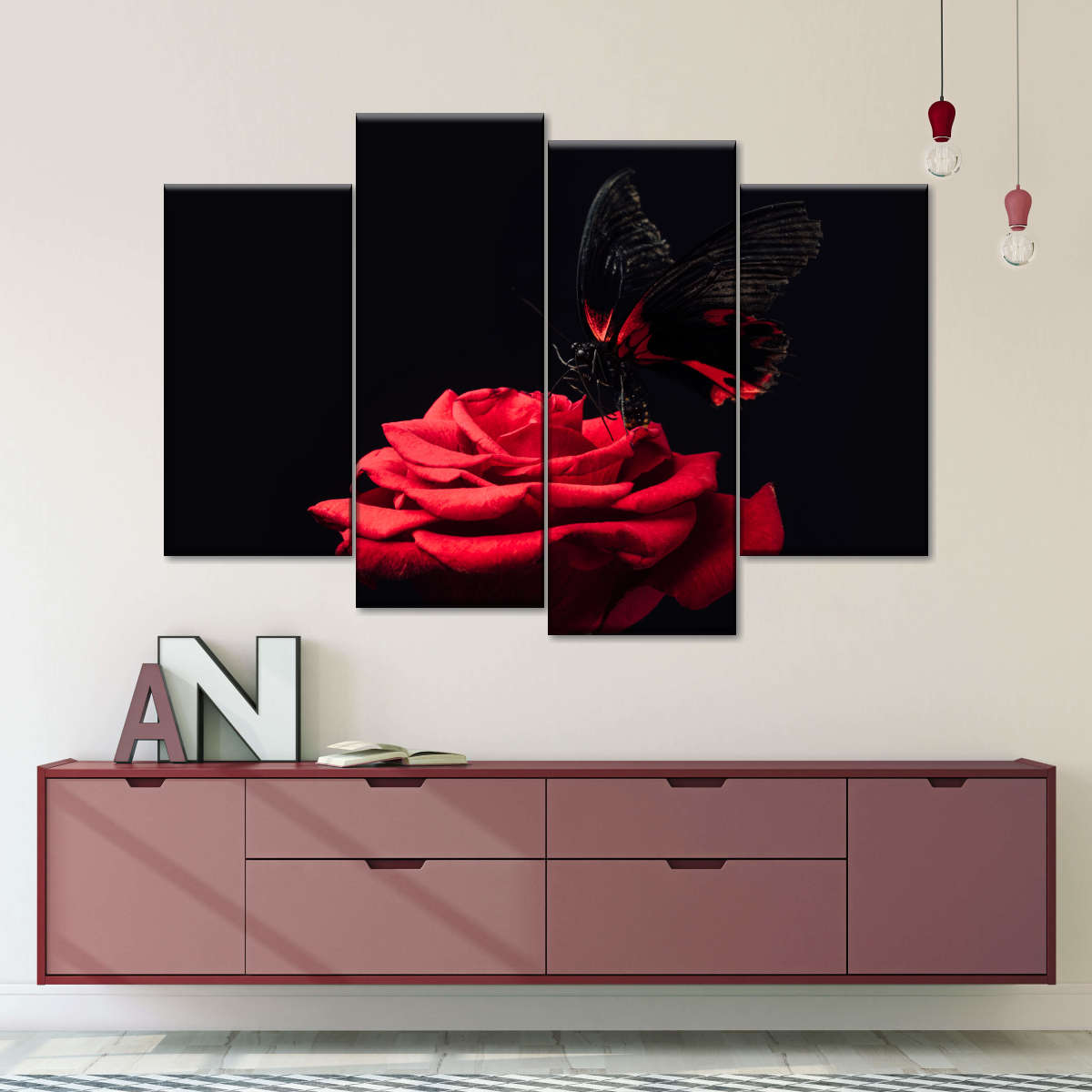 Butterfly Kissing The Rose Wall Art