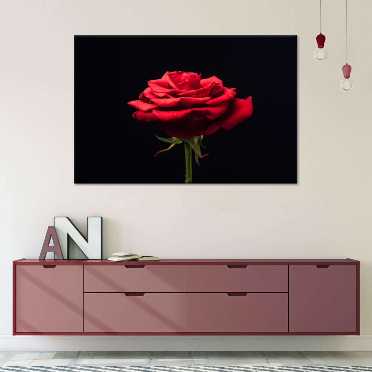 Forlorn Red Rose Wall Art