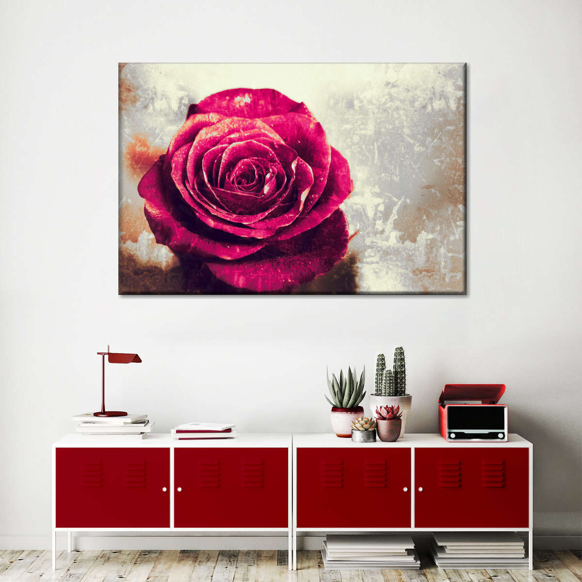 Textured Grunge Rose Wall Art