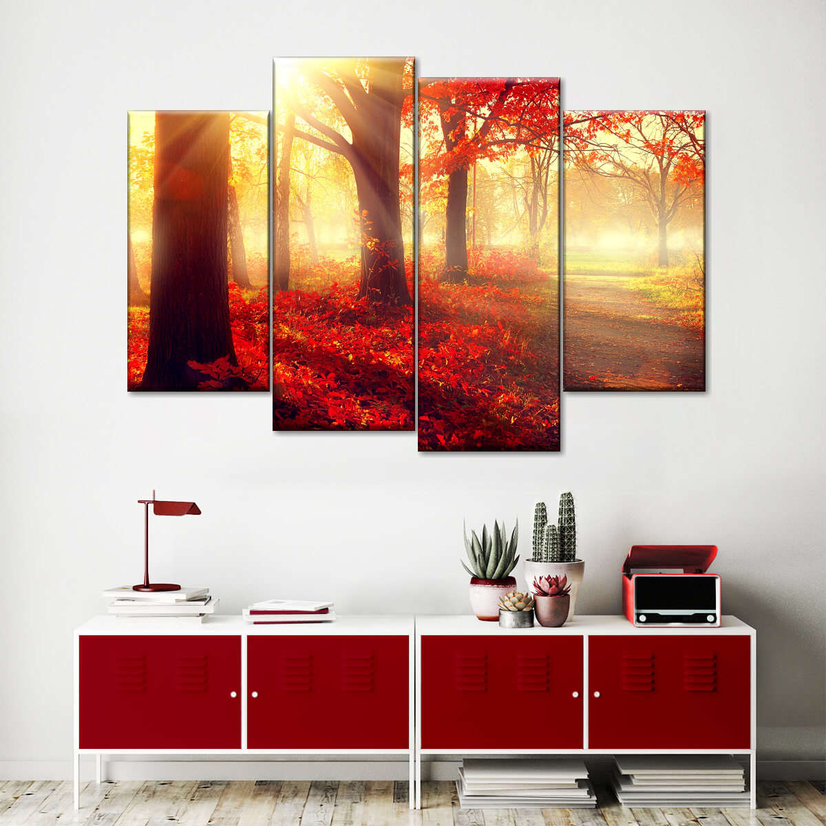 Bright Red Forest Wall Art