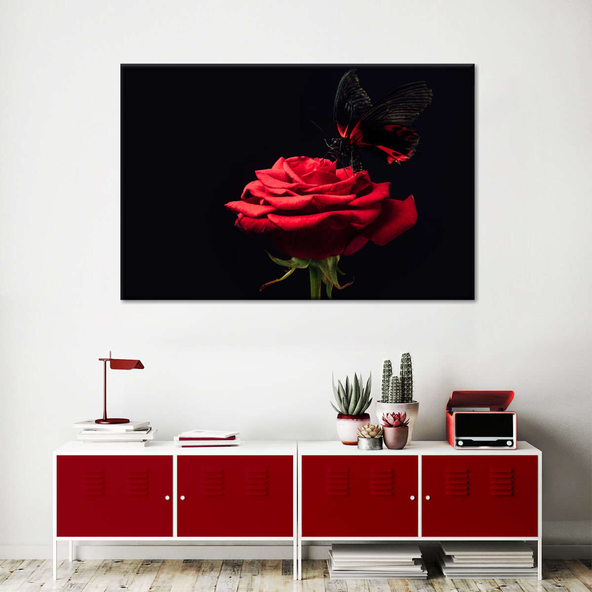 Butterfly Kissing The Rose Wall Art