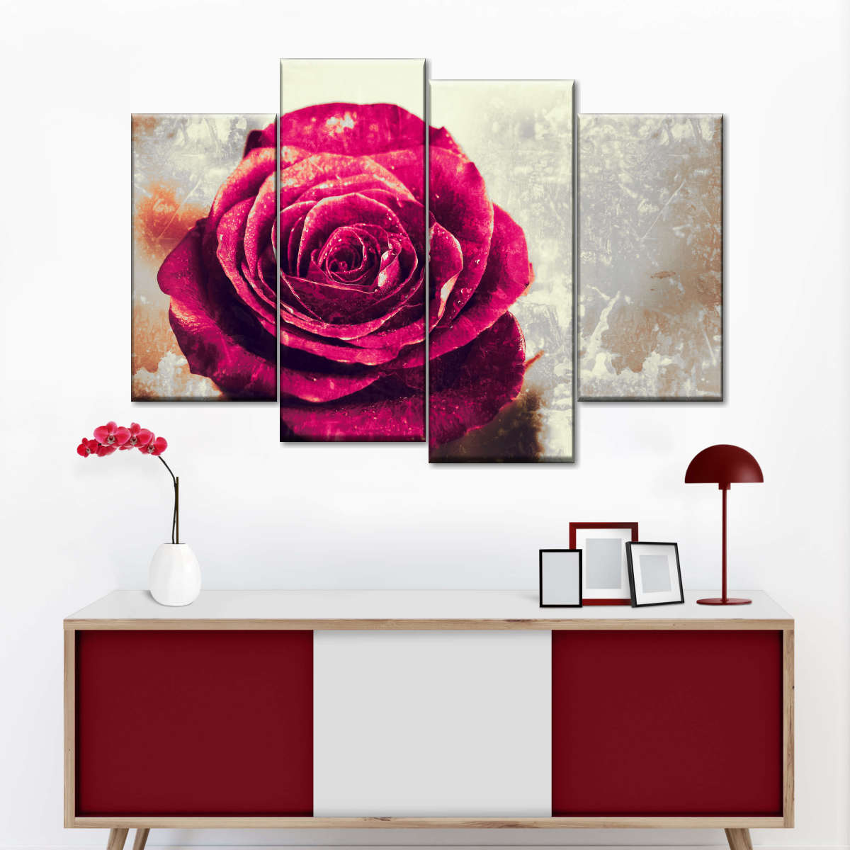 Textured Grunge Rose Wall Art