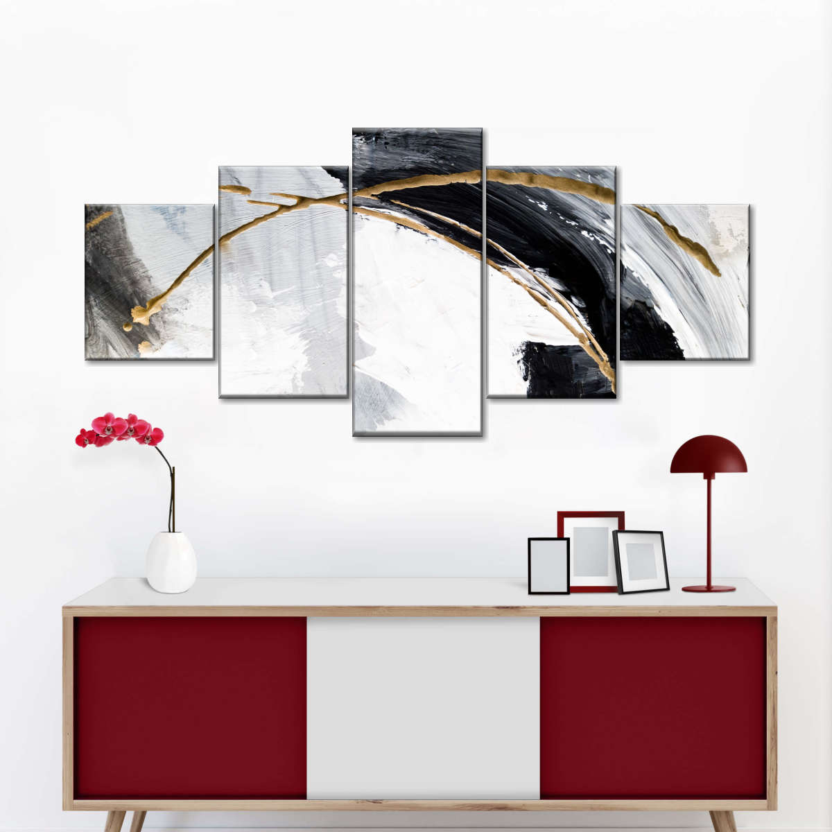 Black White And Gold Abstract Wall Art