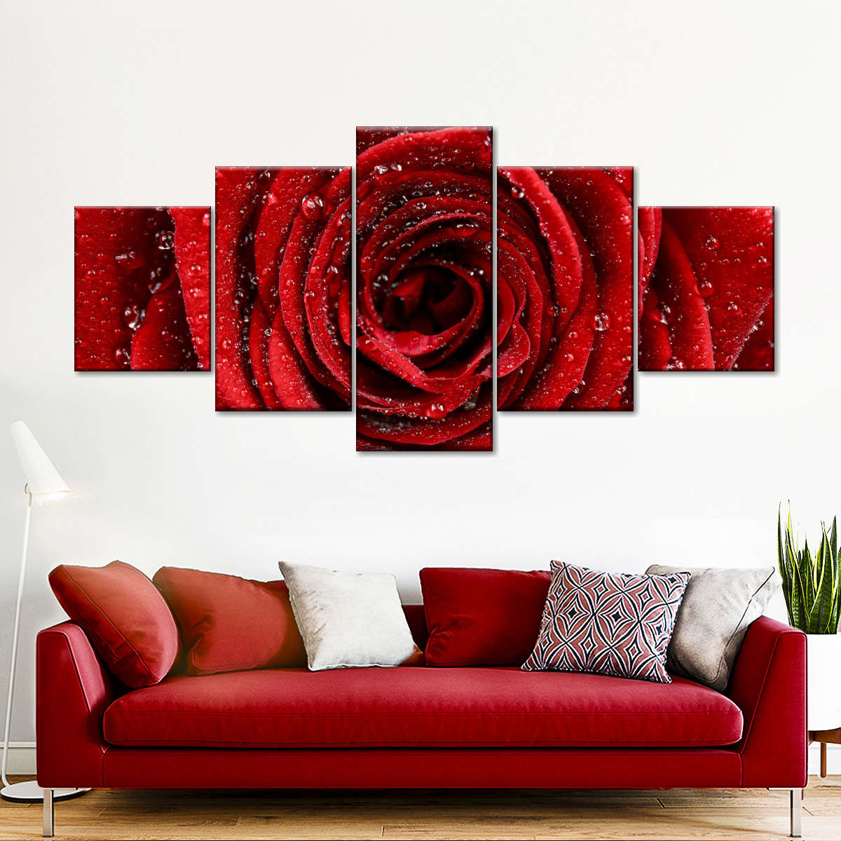 Damp Red Rose Wall Art