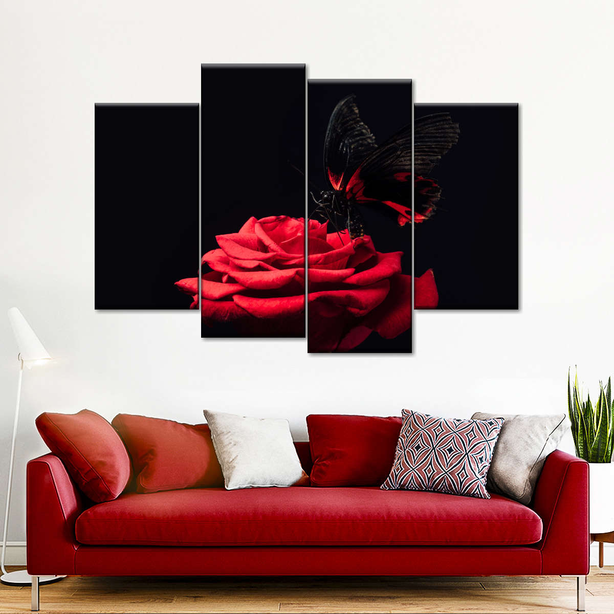 Butterfly Kissing The Rose Wall Art