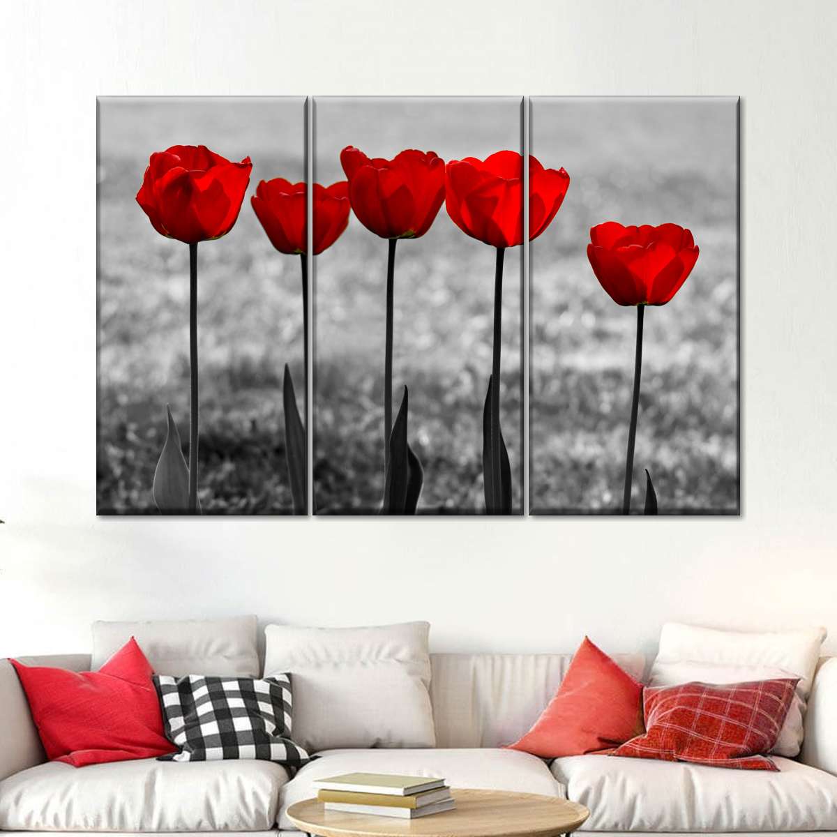 Five Red Tulips Wall Art