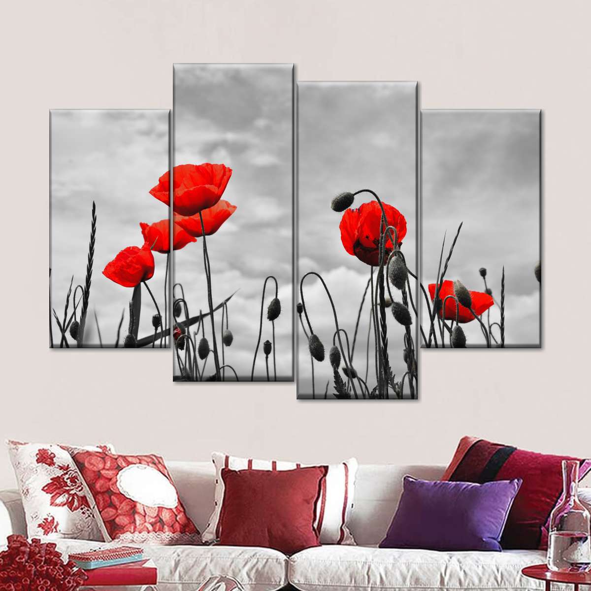 Pop Red Poppies Wall Art