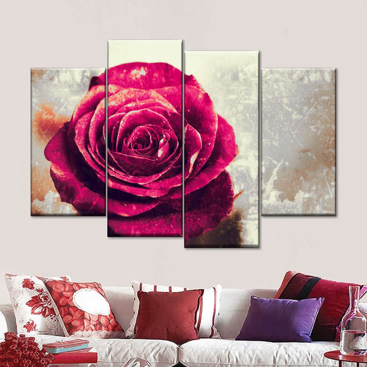 Textured Grunge Rose Wall Art