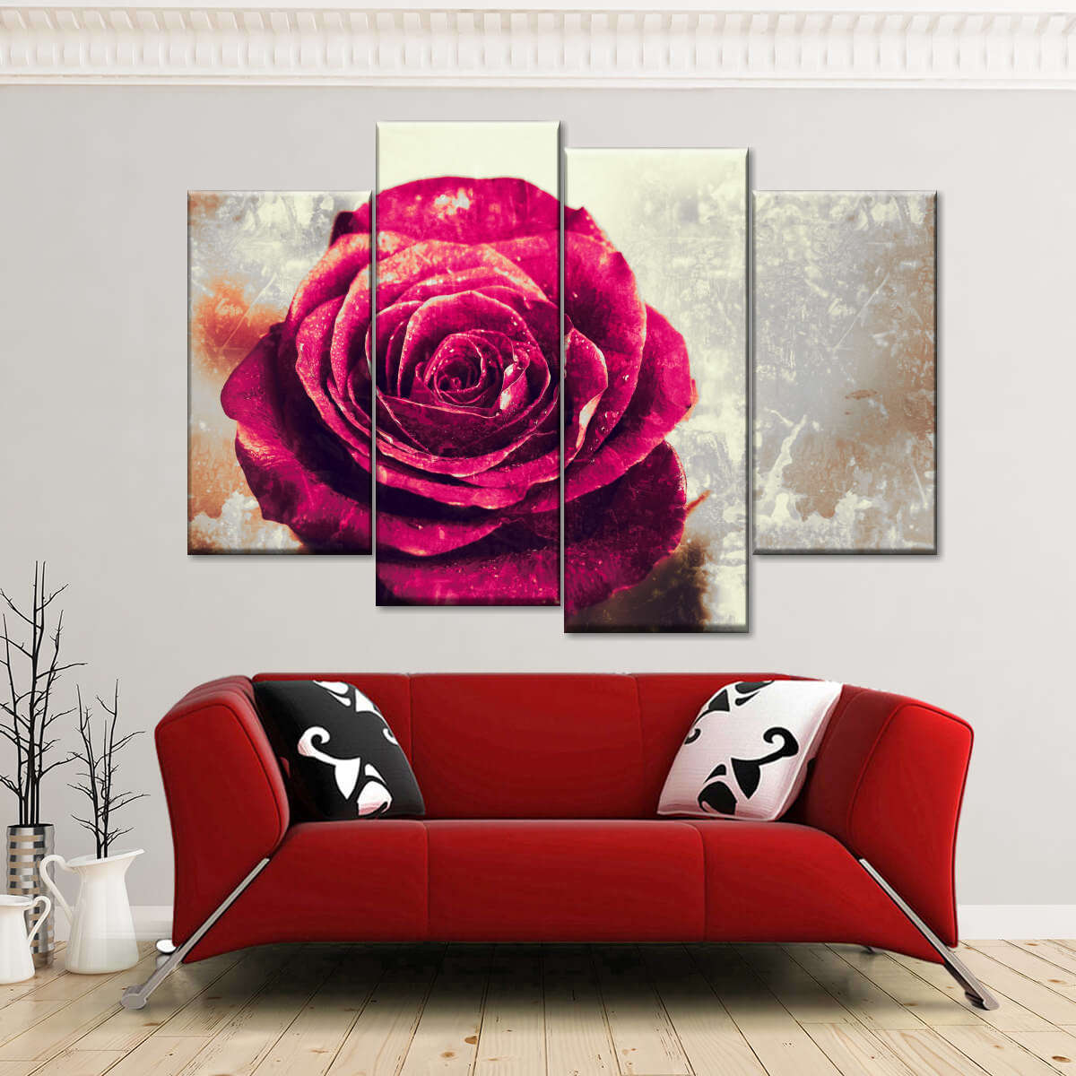 Textured Grunge Rose Wall Art