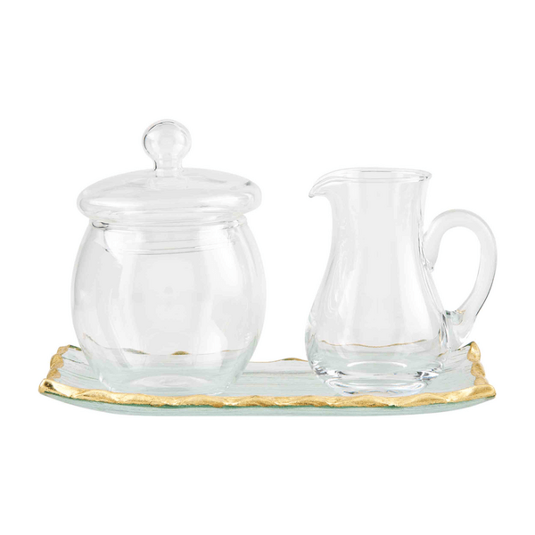 Gold Edge Glass Cream And Sugar Set